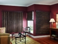 Wood Shades in Red Room